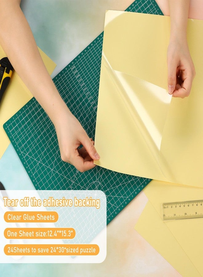 Arrowbash 24 Pcs Preserve 5 X 1000 Piece Puzzle Glue Sheets Clear Adhesive Puzzle Saver Sheets Peel and Stick Tape Extra Large Thick No Mess Grid Tape for Finished Jigsaw Framing - Image 2